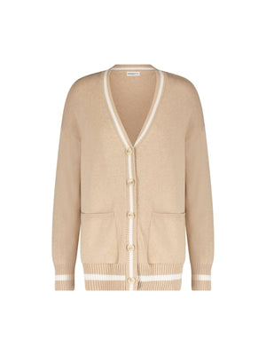 Minnie Rose Cotton Cashmere Oversized Cardigan with Tipping