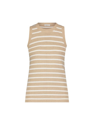 Minnie Rose Cotton Cashmere Full Needle Striped Tank