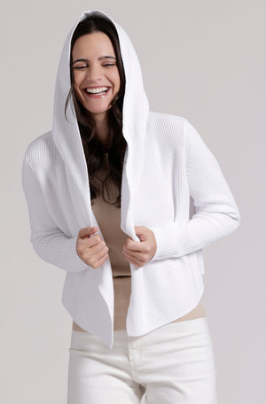 Minnie Rose Cotton Shaker Hooded Flyaway Cardigan