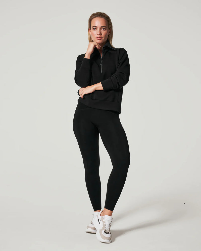 Spanx AirEssentials Half Zip Top, Very Black