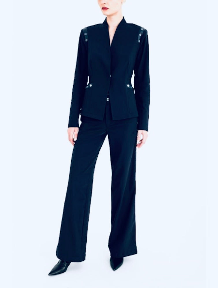 Elaine Kim Cruz Tech Stretch Short Blazer with Studs, Night