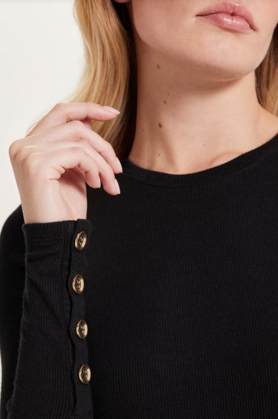 Goldie Lewinter Button Sleeve Crew