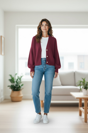 W. Cashmere Isa Balloon Sleeve Cardigan