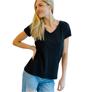 Erin Gray Short Sleeve Messy V Tee, Available in 3 Colors