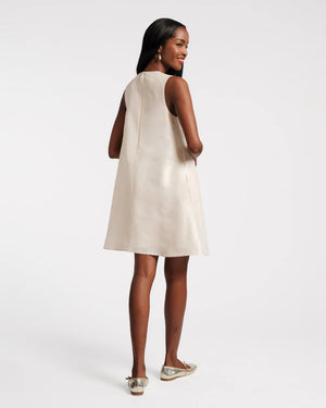 Frances Valentine Alice Shift Dress with Sequin Flower Paradise Poppy, Oyster