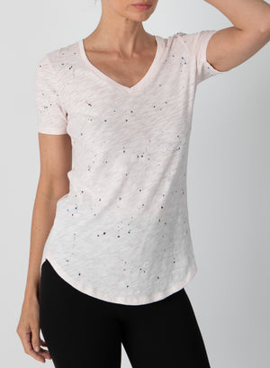 ATM Slub Jersey Splatter Classic Short Sleeve V-Neck Tee