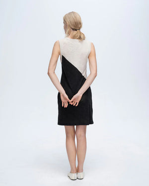 ATM Slub Jersey Sleeveless A-Line Dress with Colorblock