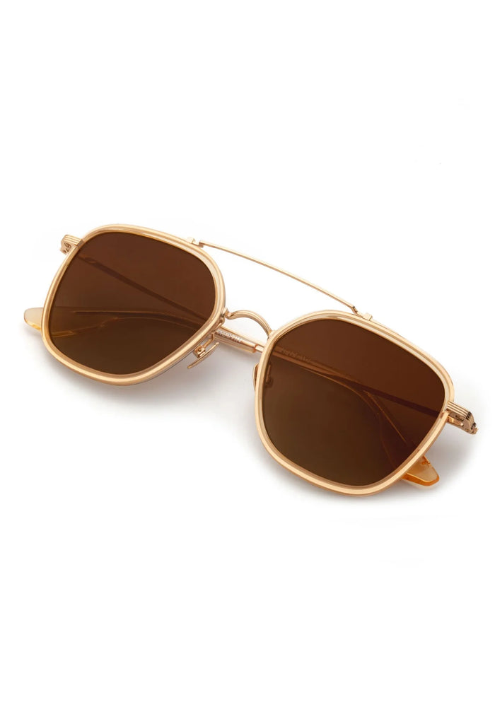 Krewe Austin 18K Titanium + Champagne Polarized Sunglasses