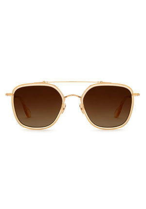 Krewe Austin 18K Titanium + Champagne Polarized Sunglasses