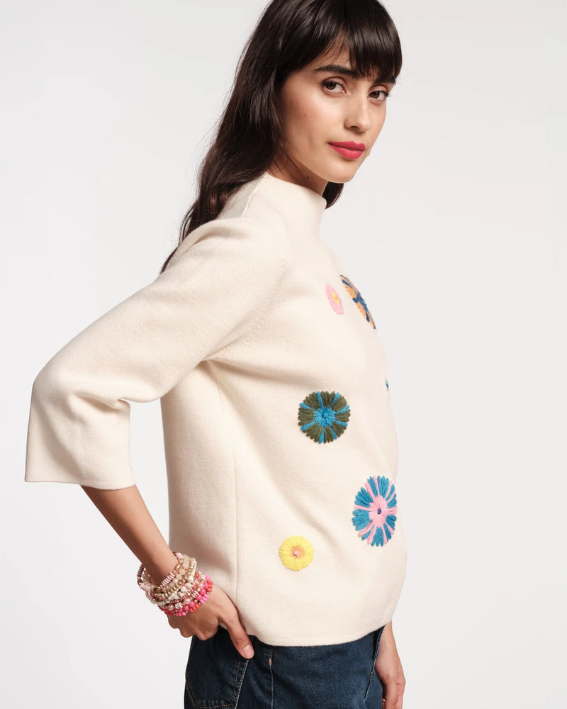 Frances Valentine Bon Bon Sweater with Embroidery