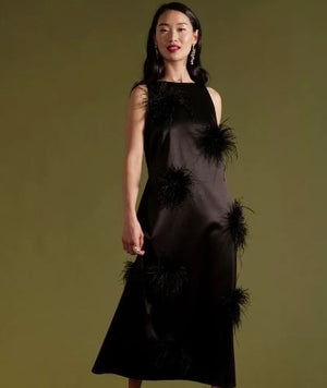 Frances Valentine Francesca Maxi Dress Feather Pouf