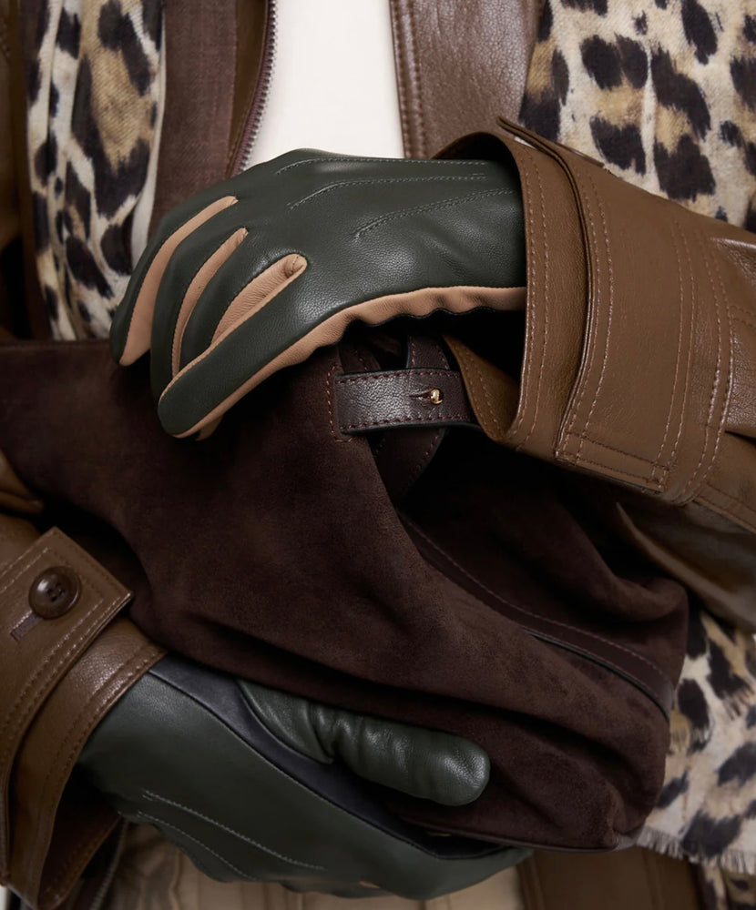 Echo Colorblock Leather Gloves, Available in 3 Colors