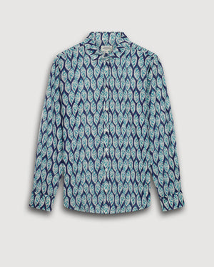 Hartford Corazon Woven Shirt, Blue Leaves