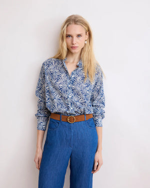 Hartford Cristal Blue Anemones Printed Voile Shirt