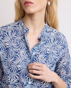 Hartford Cristal Blue Anemones Printed Voile Shirt