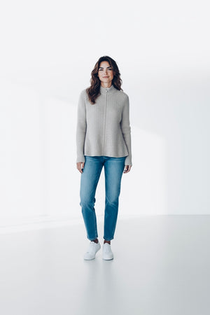 W. Cashmere Dahlia Fisherman Mock Neck