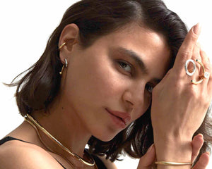 Demarson Two Tone Luna Earrings, Available in 2 Sizes