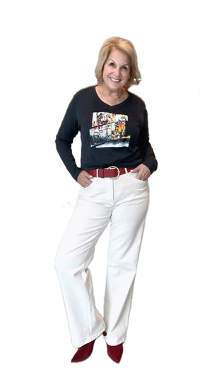 Suzi Roher Victoria Printed Long Sleeve Tee, Enjoy the Ride