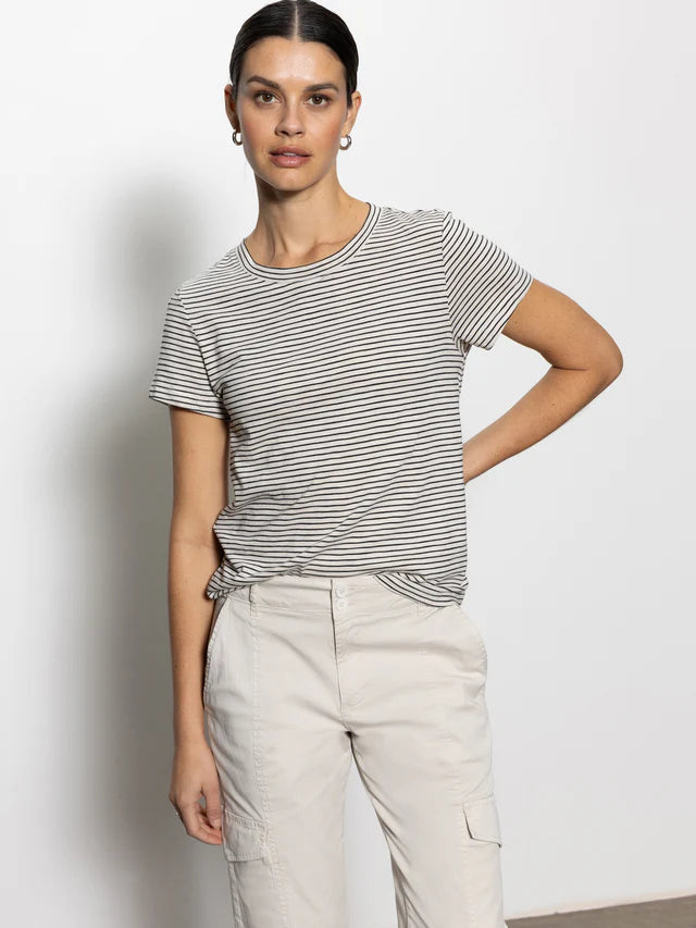 Sanctuary The Perfect Tee, Pumice Stone/Black Stripe