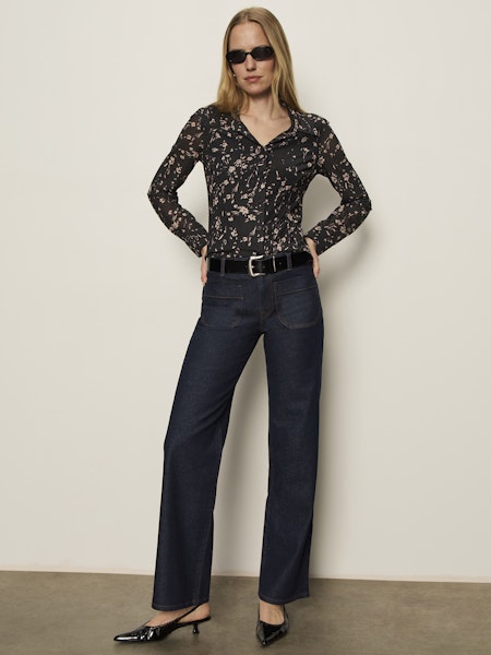 Sanctuary Fitted Mesh Button Down