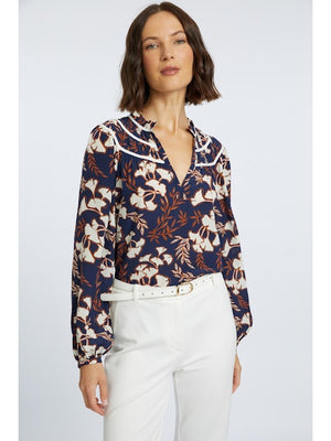 Caballero Solange Ginkgo Block Print Top