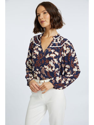 Caballero Solange Ginkgo Block Print Top