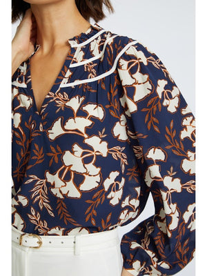 Caballero Solange Ginkgo Block Print Top