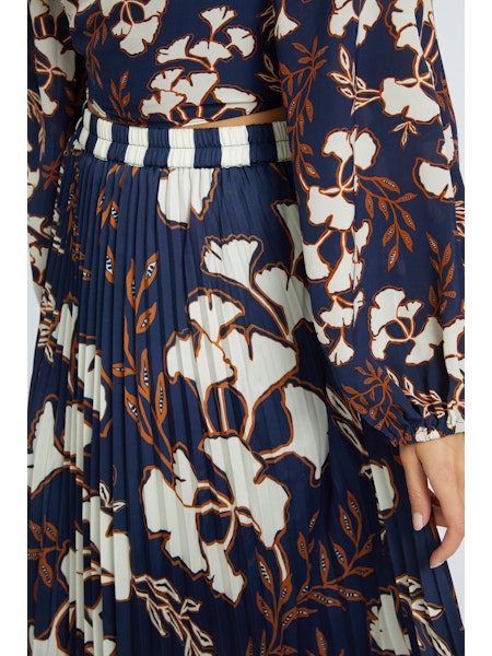 Caballero Mia Ginkgo Block Print Skirt