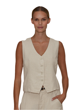 Le Jean Linen Joplin Vest - Final Sale