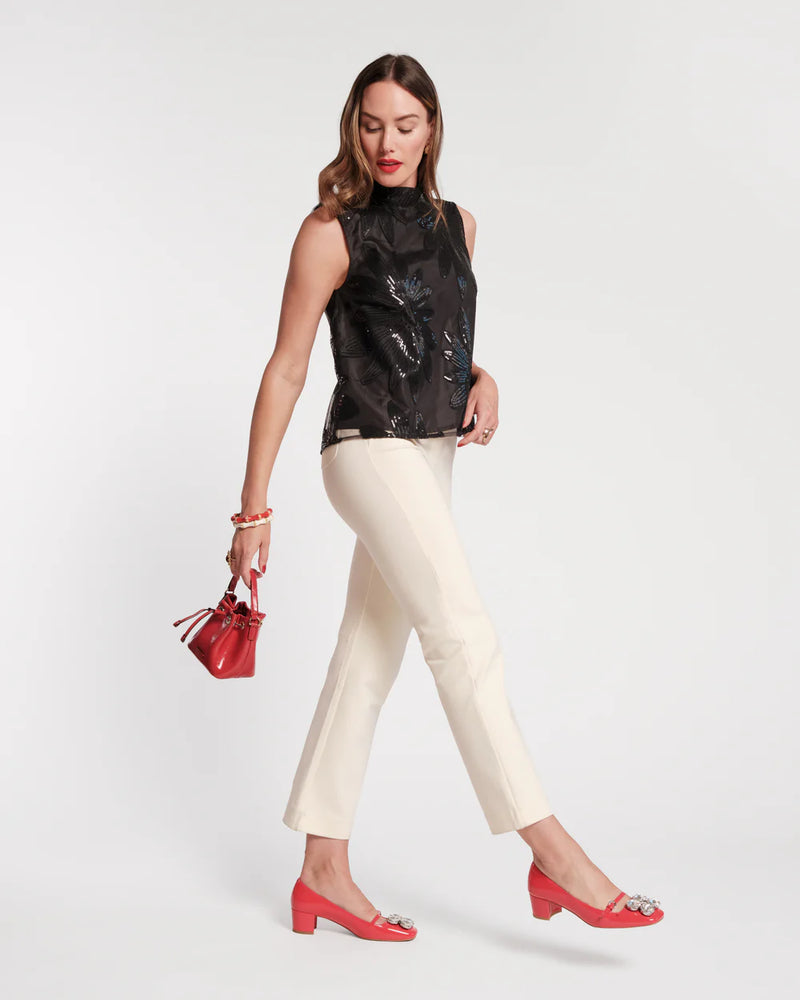 Frances Valentine Diplomat Top - Sequin Floral Tulle Mesh
