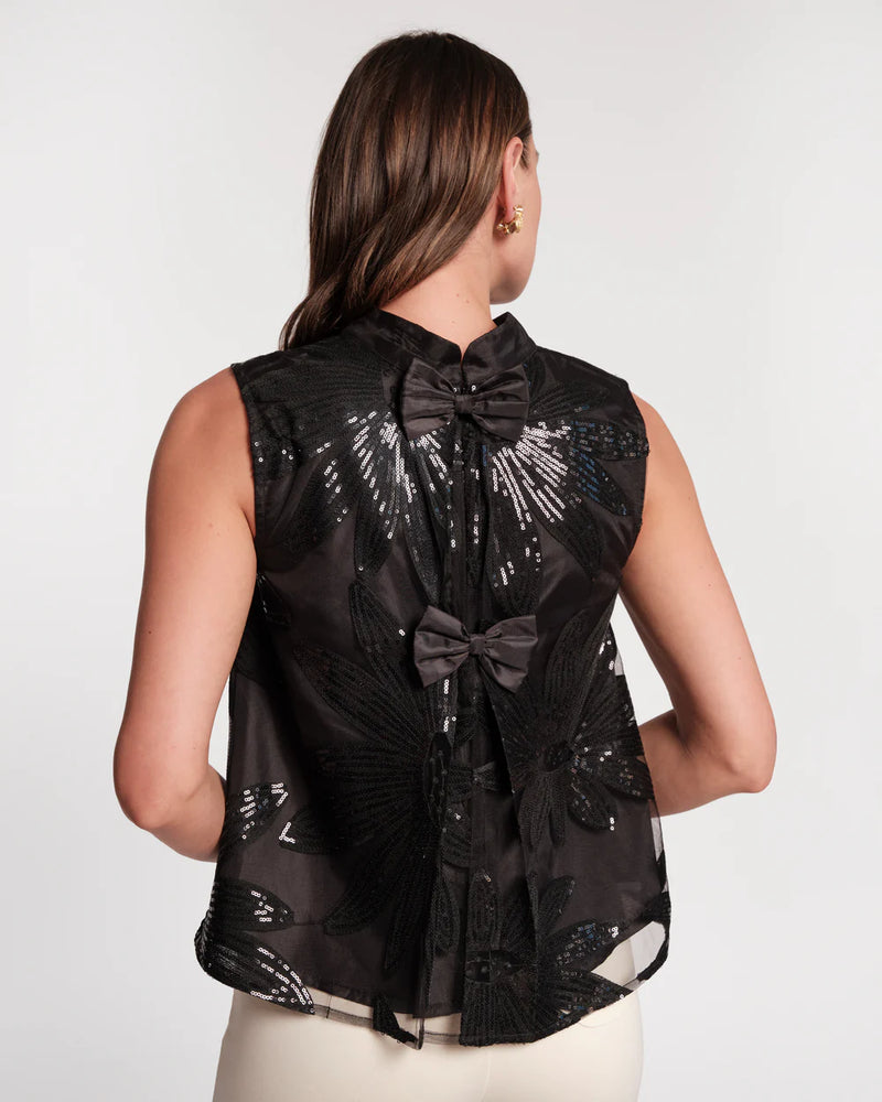 Frances Valentine Diplomat Top - Sequin Floral Tulle Mesh