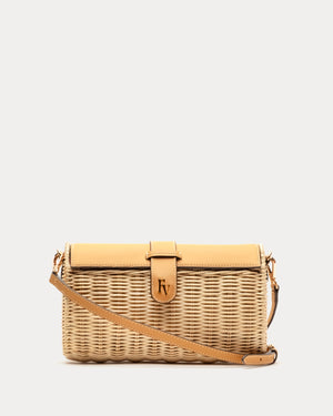 Frances Valentine Betsy Wicker Crossbody Clutch with Leather Handle