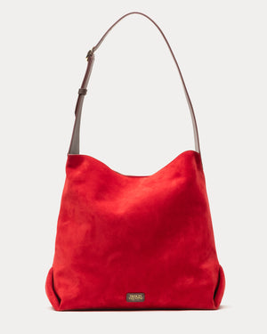 Frances Valentine Brynn Hobo Italian Suede, Cherry Red