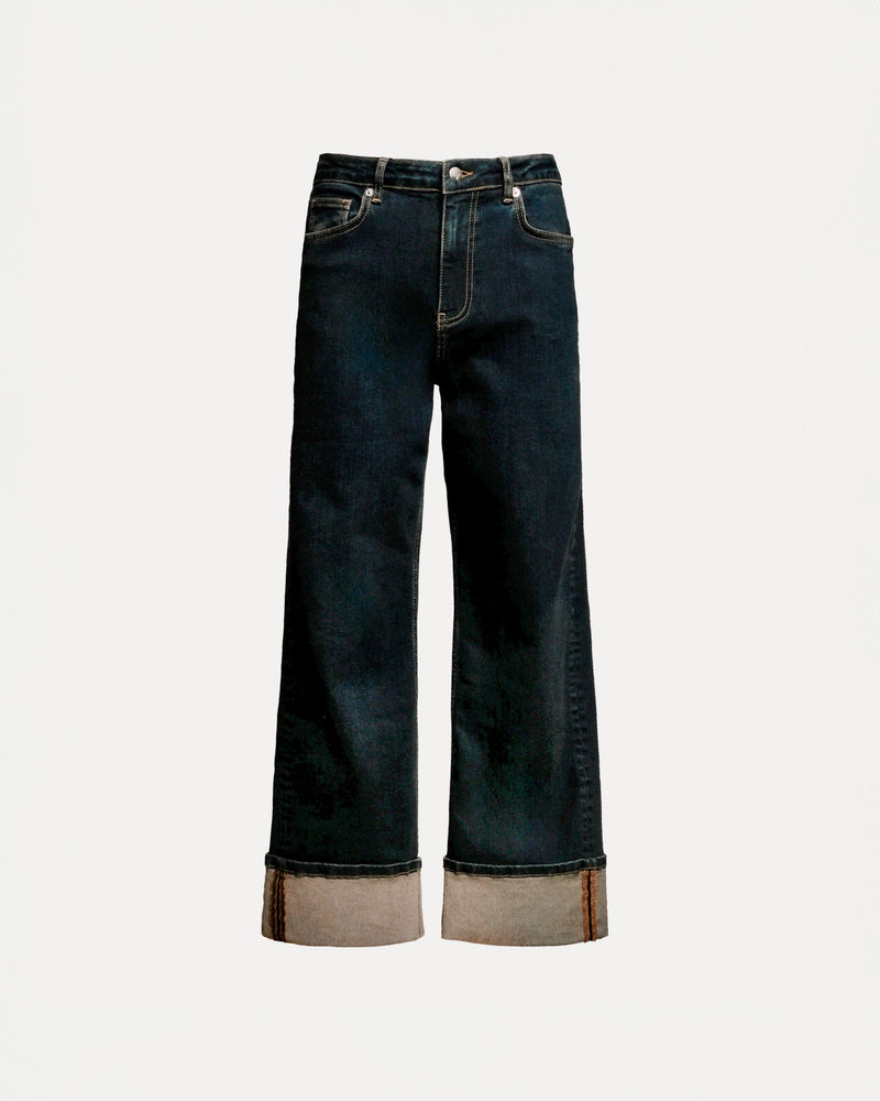 Frances Valentine Smarty Cuffed Jean, Solid Denim