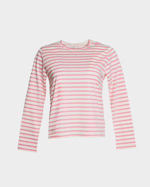 Frances Valentine Long Sleeve Striped Top, Oyster/Pink