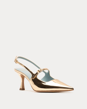 Frances Valentine Vivi Pump with Buckle, Vegan Mirror