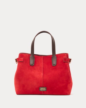 Frances Valentine Amalie Tote Italian Suede, Cherry Red