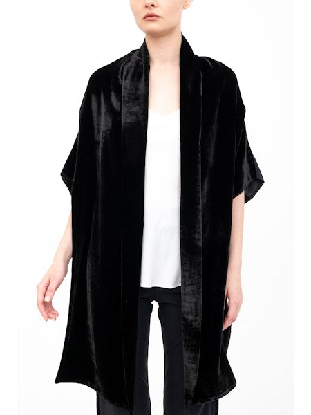 Elaine Kim Amari Shrug with Silk Contrast, Black