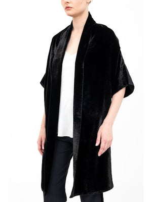 Elaine Kim Amari Shrug with Silk Contrast, Black