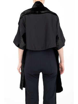 Elaine Kim Amari Shrug with Silk Contrast, Black