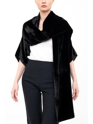 Elaine Kim Amari Shrug with Silk Contrast, Black