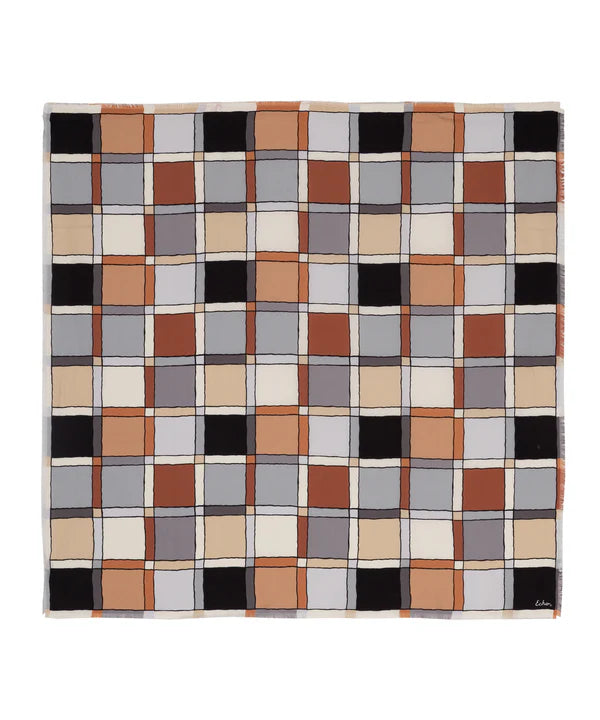 Echo Windowpane Silk Square Scarf, Available in 3 Colors