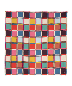 Echo Windowpane Silk Square Scarf, Available in 3 Colors