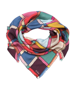 Echo Windowpane Silk Square Scarf, Available in 3 Colors