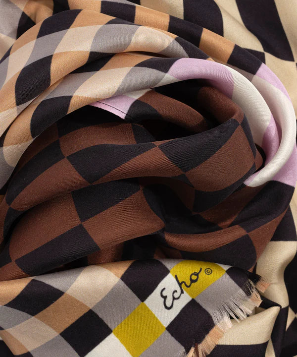 Echo Checks Checks Silk Oblong Scarf, Available in 2 Colors