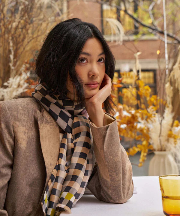 Echo Checks Checks Silk Oblong Scarf, Available in 2 Colors