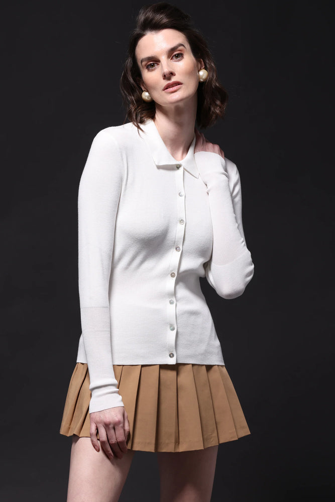 Minnie Rose Long Sleeve Shirt with Ribbed Details