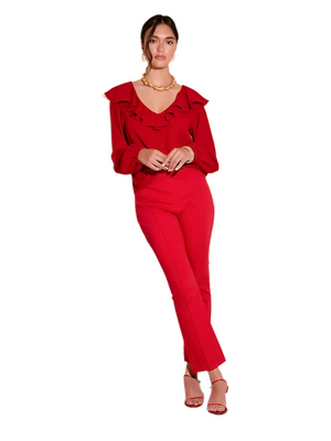 Fifteen-Twenty Sigourney Pintuck Pant, Cherry - Final Sale