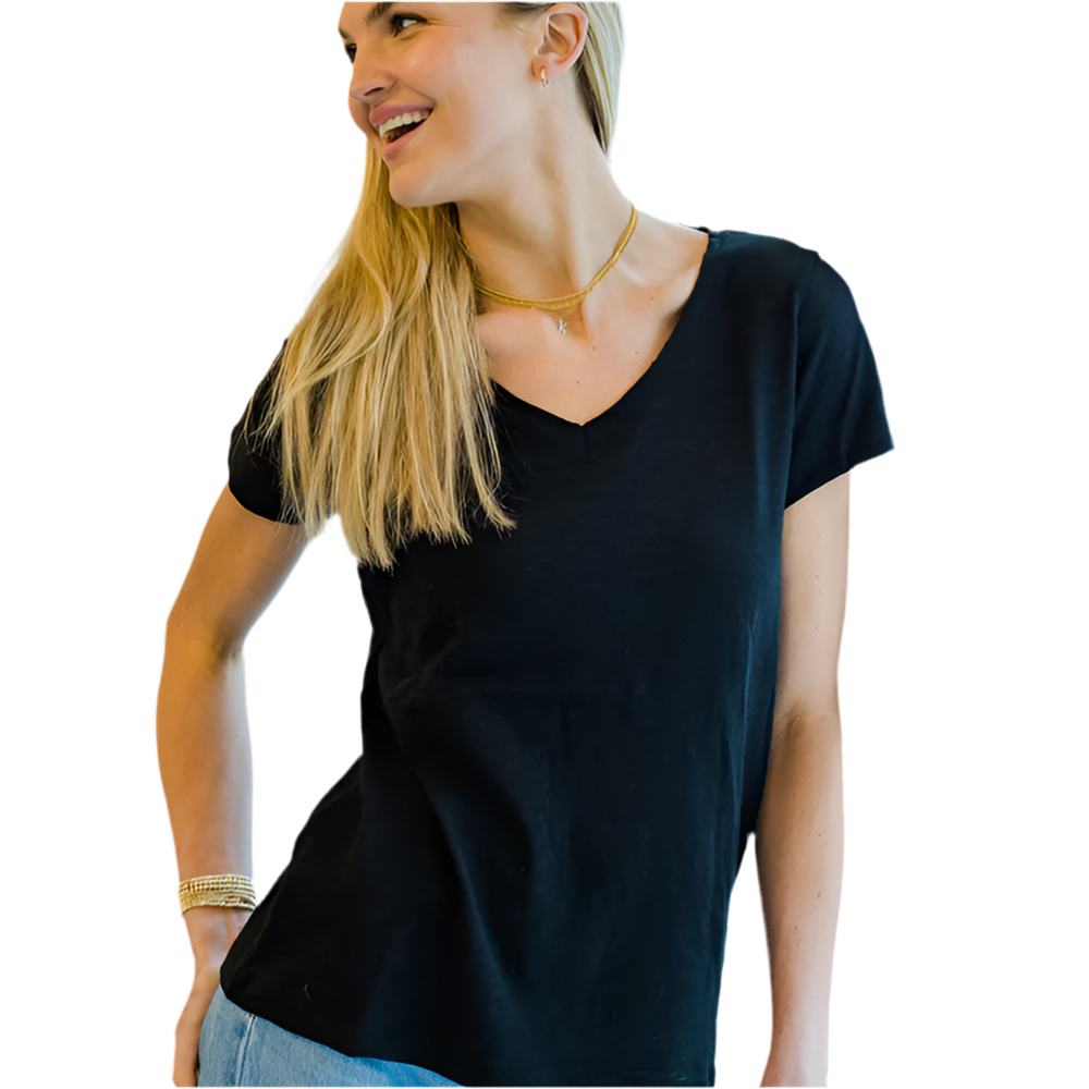 Erin Gray Short Sleeve Messy V Tee, Available in 3 Colors