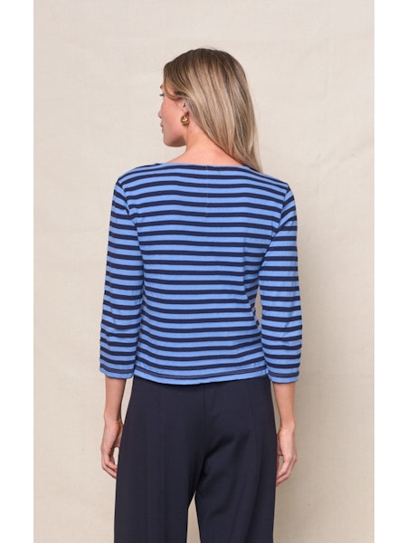 Stateside Preppy Stripe 3/4 Sleeve Boatneck Top
